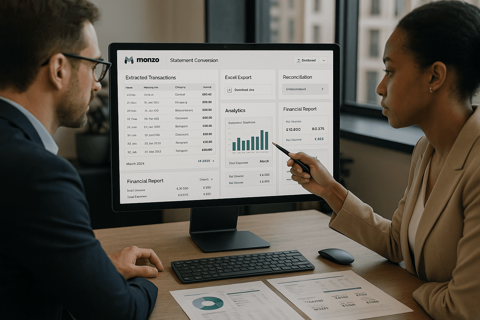 Finance professionals using Monzo statement conversion — accounting and reconciliation