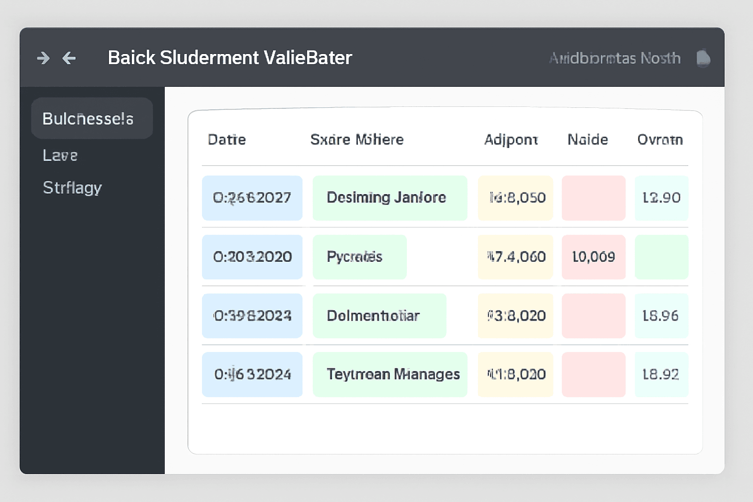 Bank statement validator highlighting transaction dates, descriptions, balances, debit and credit values