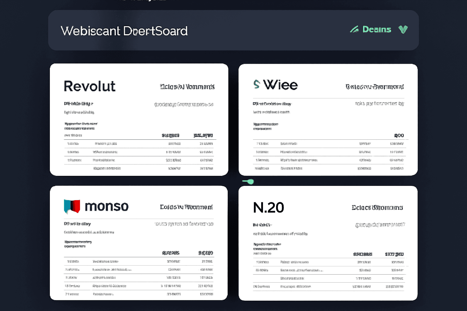 Multiple bank statement formats (Revolut, Wise, Monzo, N26) automatically validated by AI inside a premium fintech dashboard
