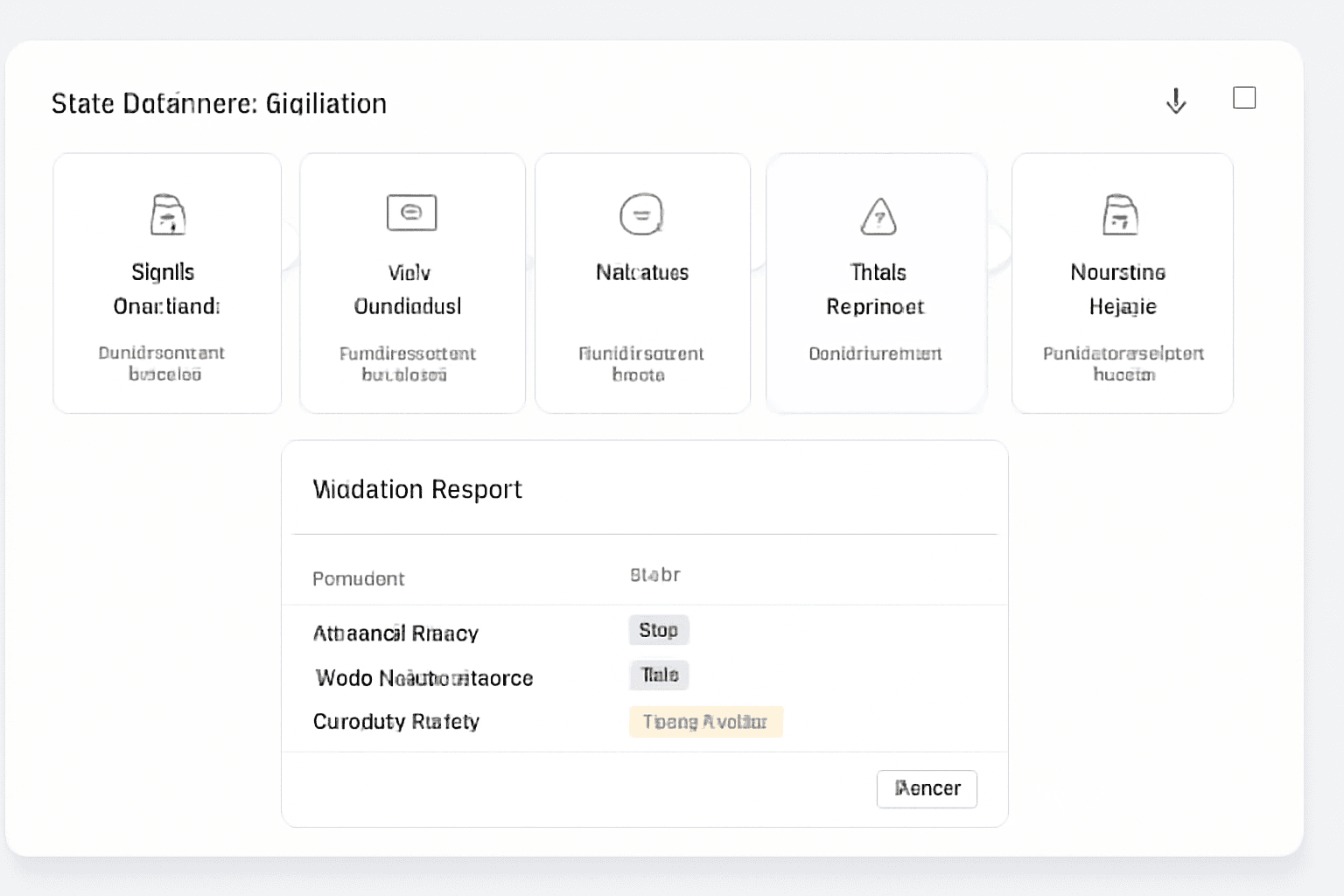 Step-by-step bank statement validation workflow: upload, OCR extraction, AI validation, issue detection, report and export