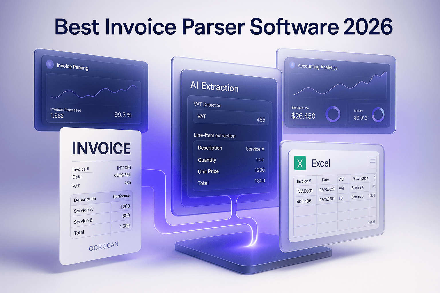 Best invoice parser software 2026 — AI extraction dashboard comparison