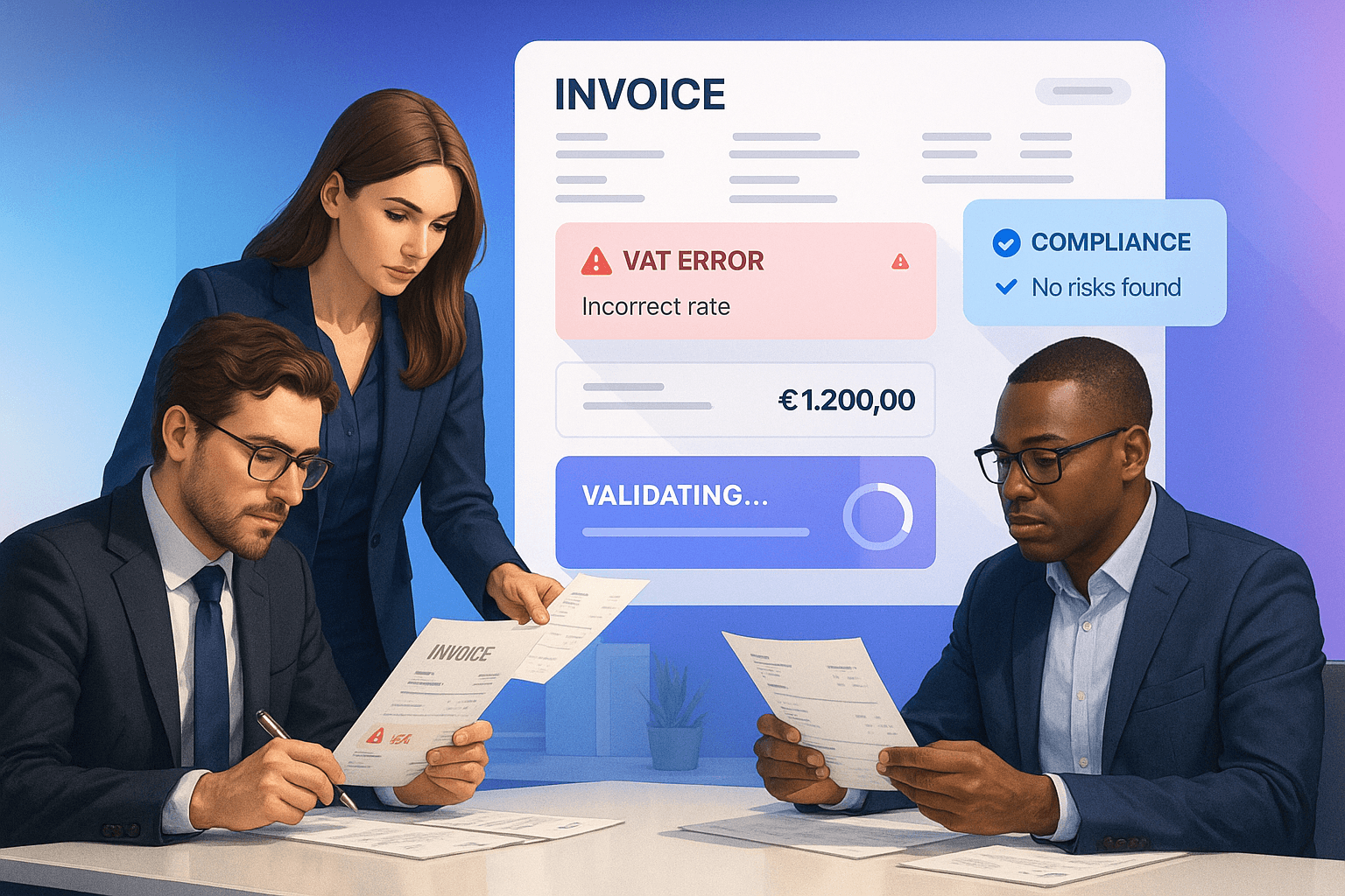 Common VAT errors in invoices — AI automatically detecting incorrect VAT rates, invalid VAT numbers and calculation mistakes