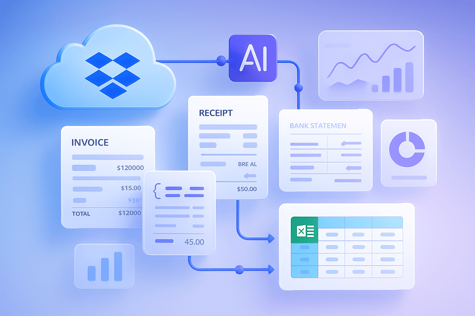 Dropbox invoice automation — AI processing PDFs into Excel