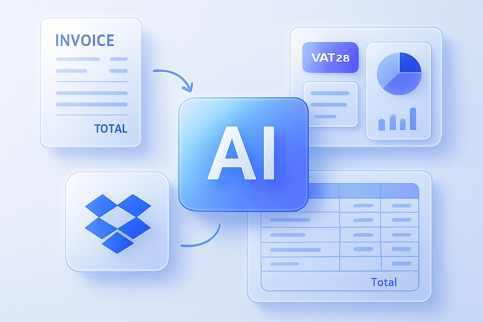 AI invoice automation from Dropbox into structured spreadsheets