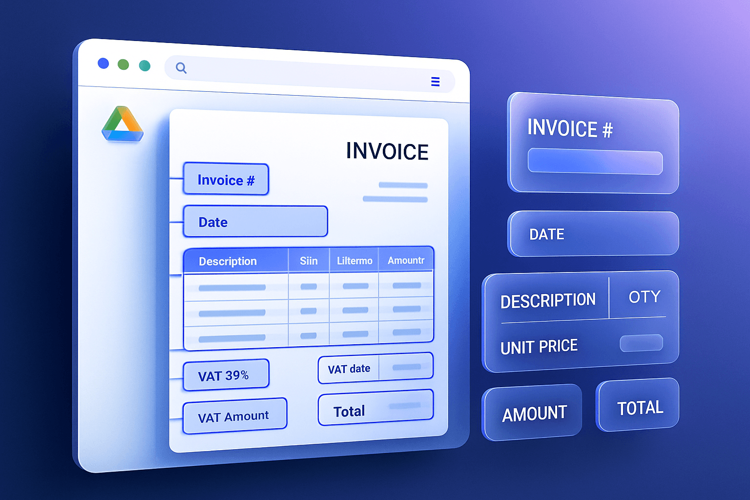 OCR reading scanned invoices from Google Drive