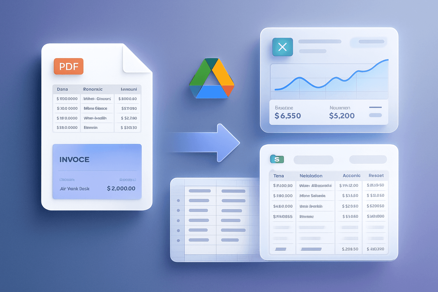 Google Drive PDF to Excel conversion via AI