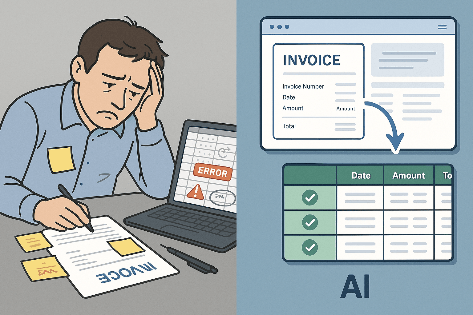 Manual invoice processing vs AI invoice extraction comparison