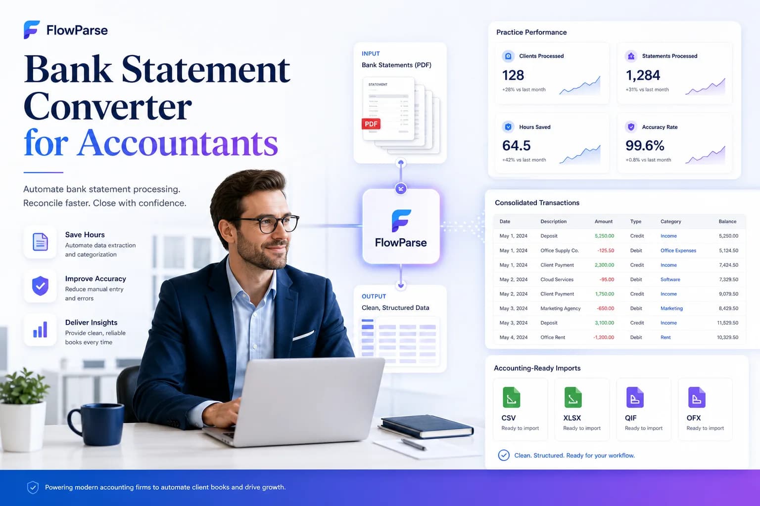 A bank statement converter for accountants — converting client statements into ledger-ready data
