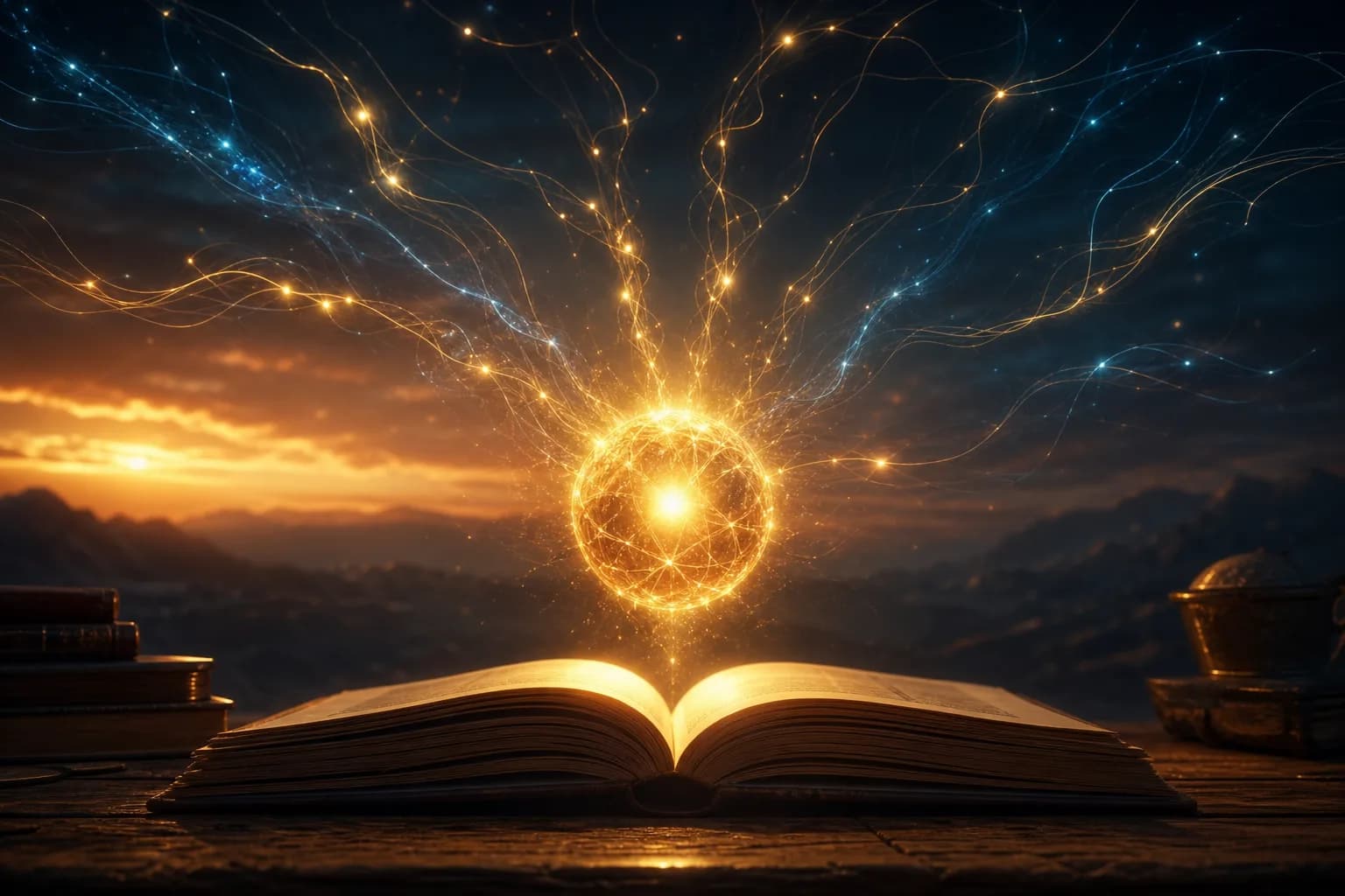 Several small constellations of light converging into one running total