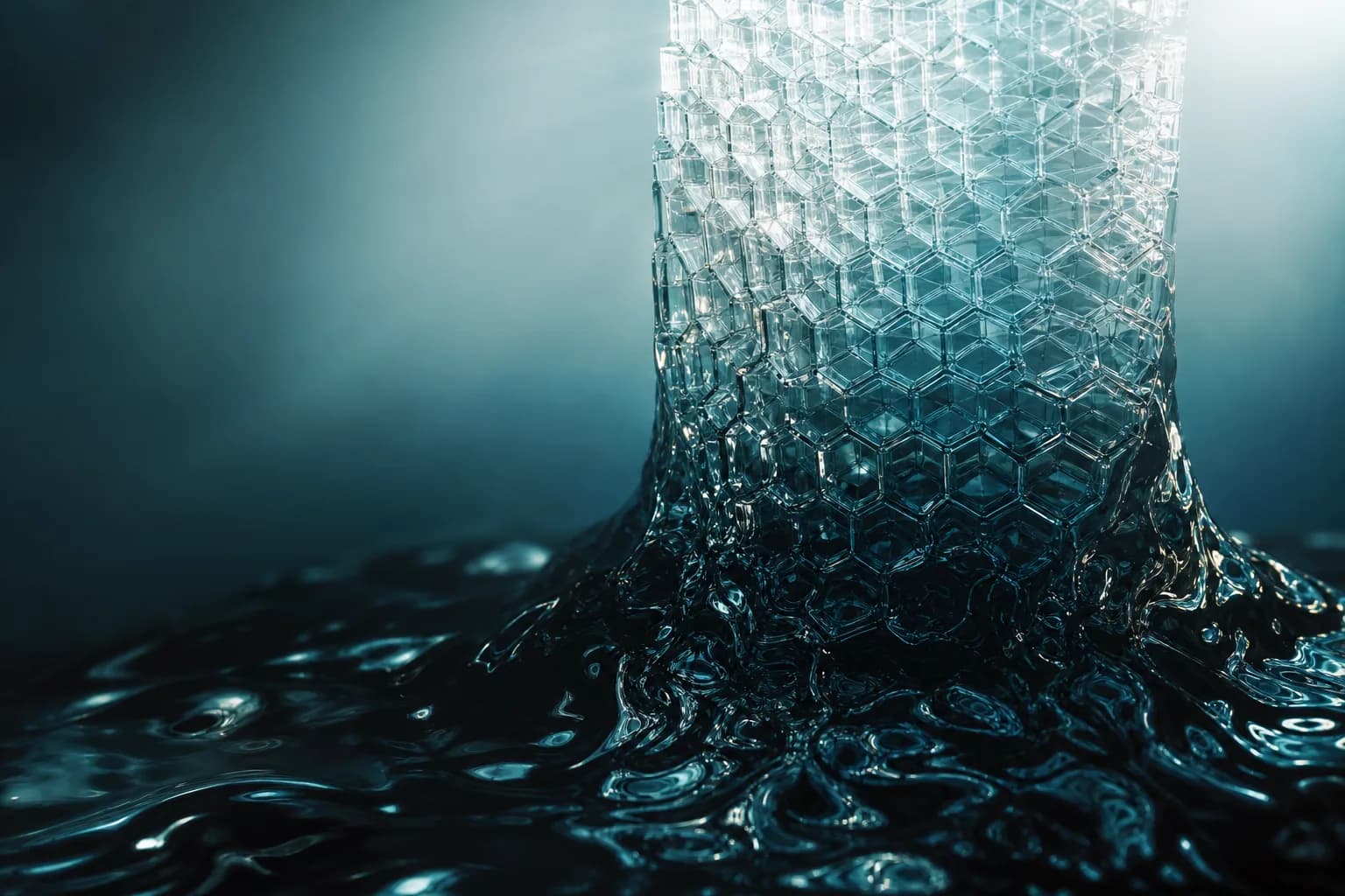 An ordered lattice growing out of a formless pool