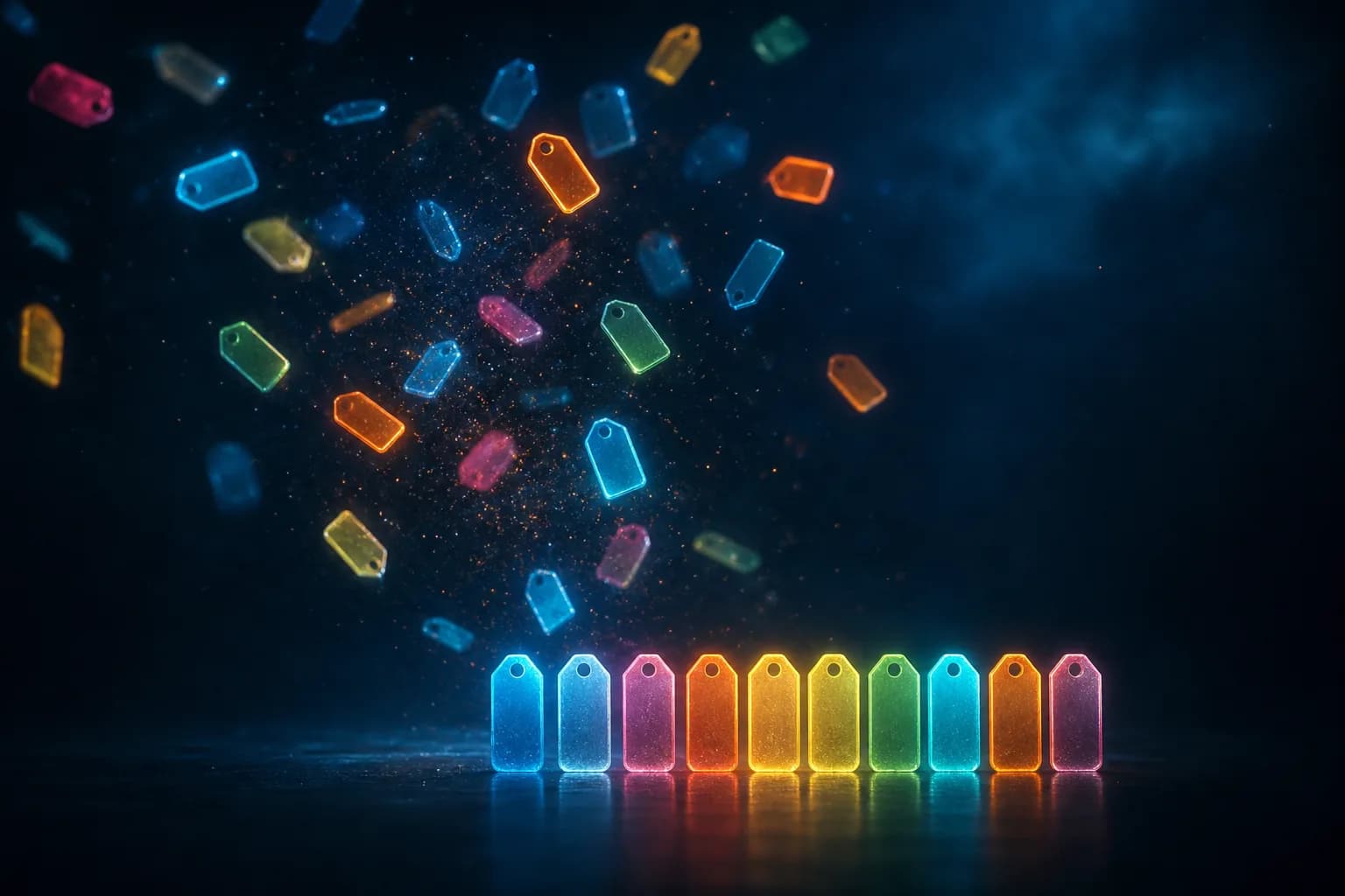 Frammenti luminosi che si ordinano da soli in una riga precisa