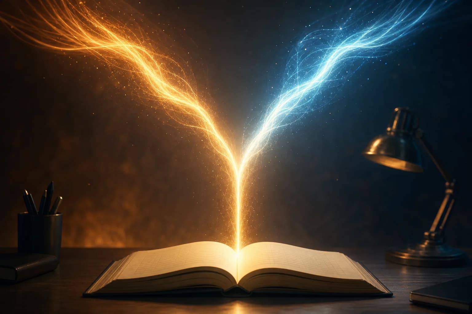 Due flussi di luce che si fondono in un unico raggio stabile