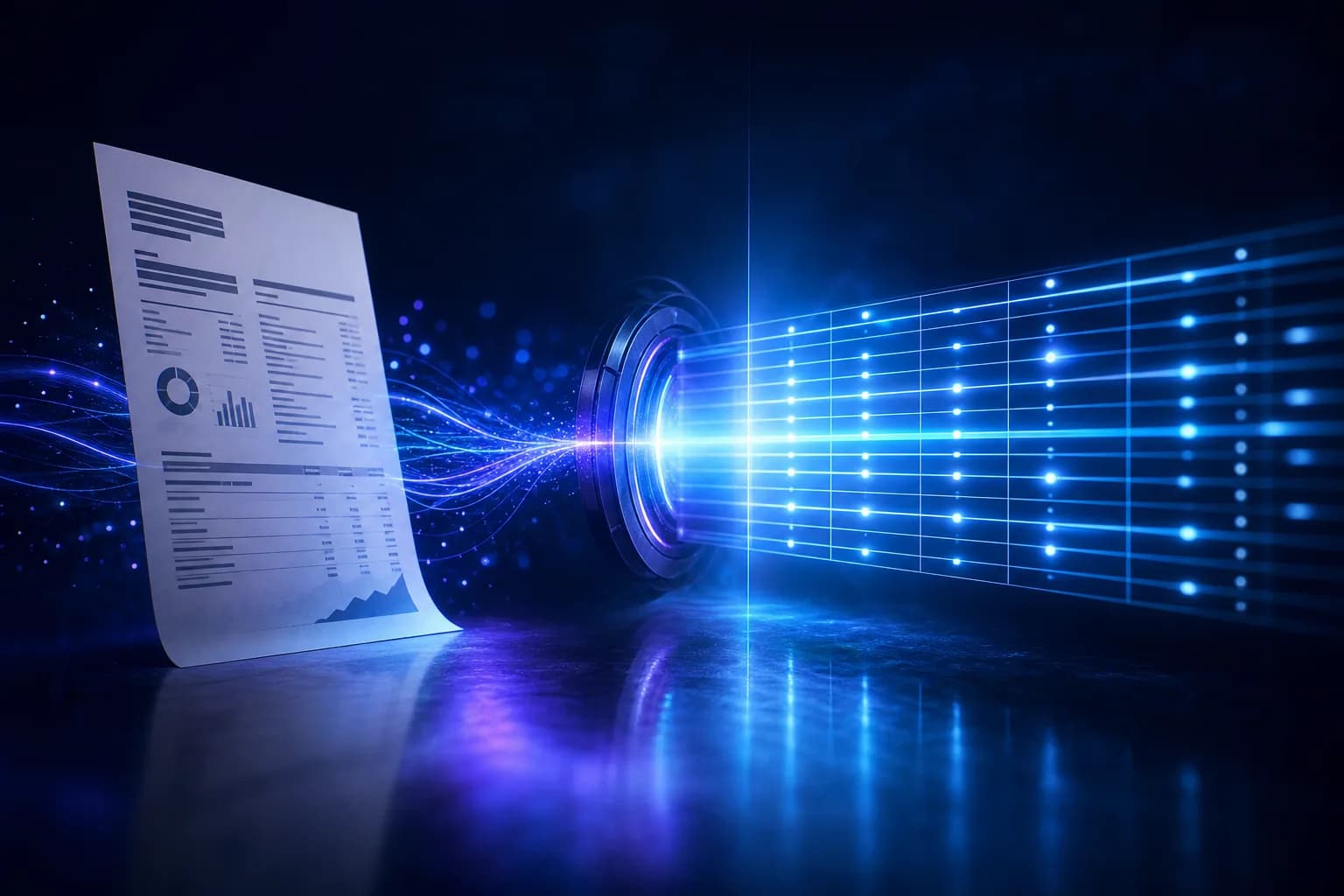 Un estratto conto PDF in corso di conversione in una tabella Excel pulita