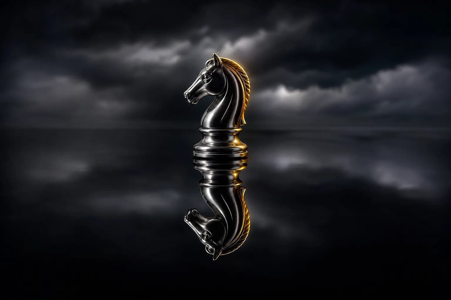 An object and its flawless reflection, indistinguishable from each other