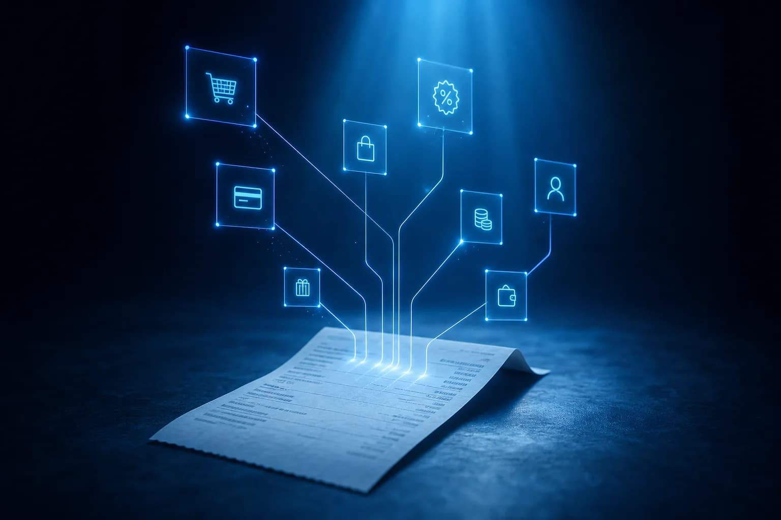 Structured data being extracted from a receipt