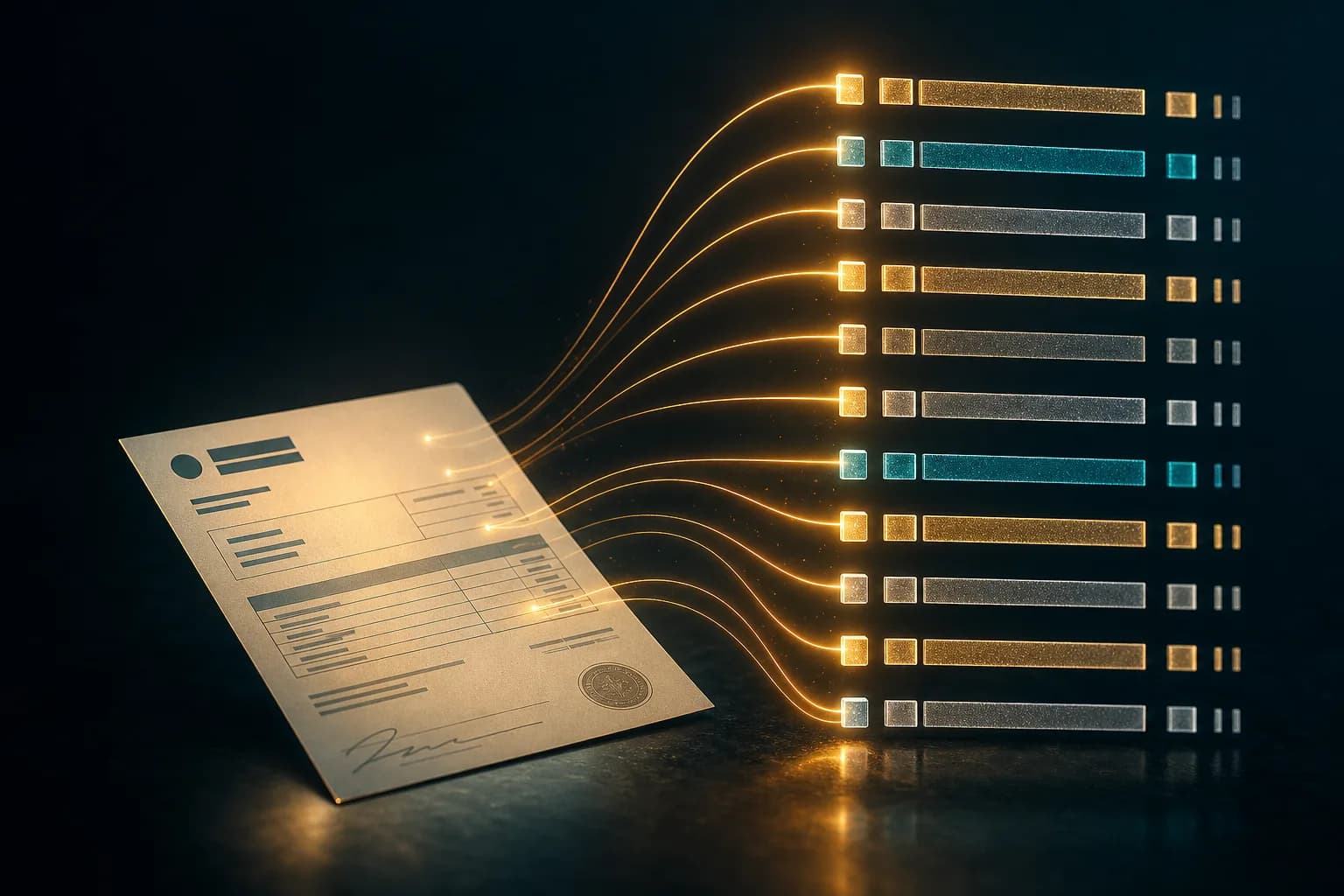Una factura PDF cuyos datos se extraen a una tabla Excel