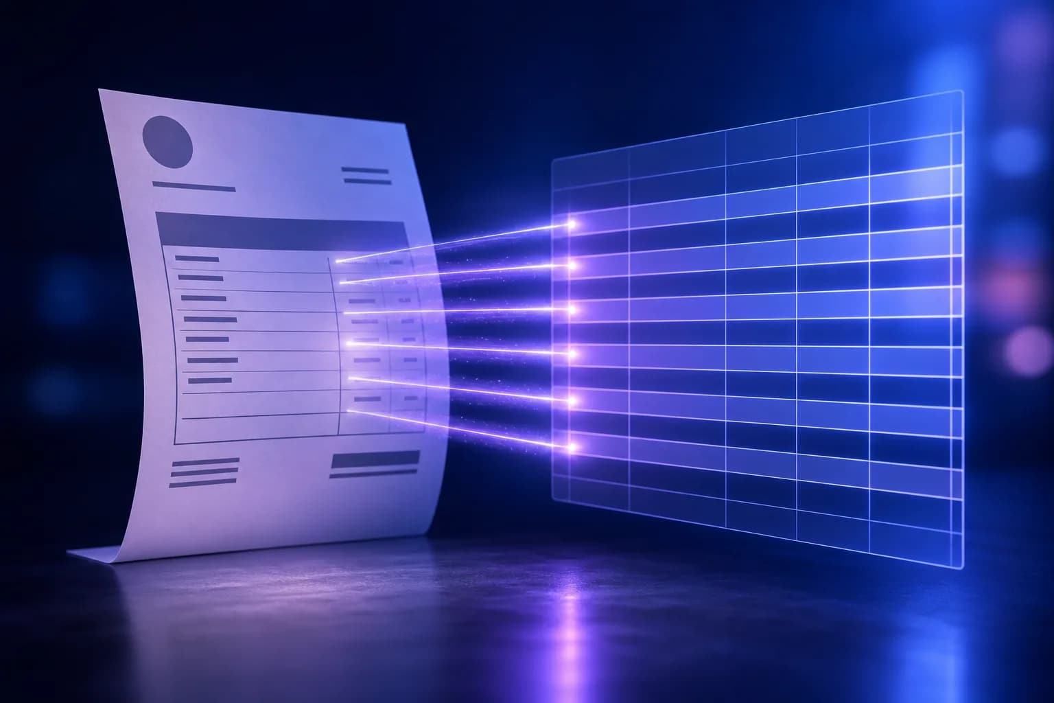 Een PDF-factuur waarvan de gegevens worden geëxtraheerd naar een tabel
