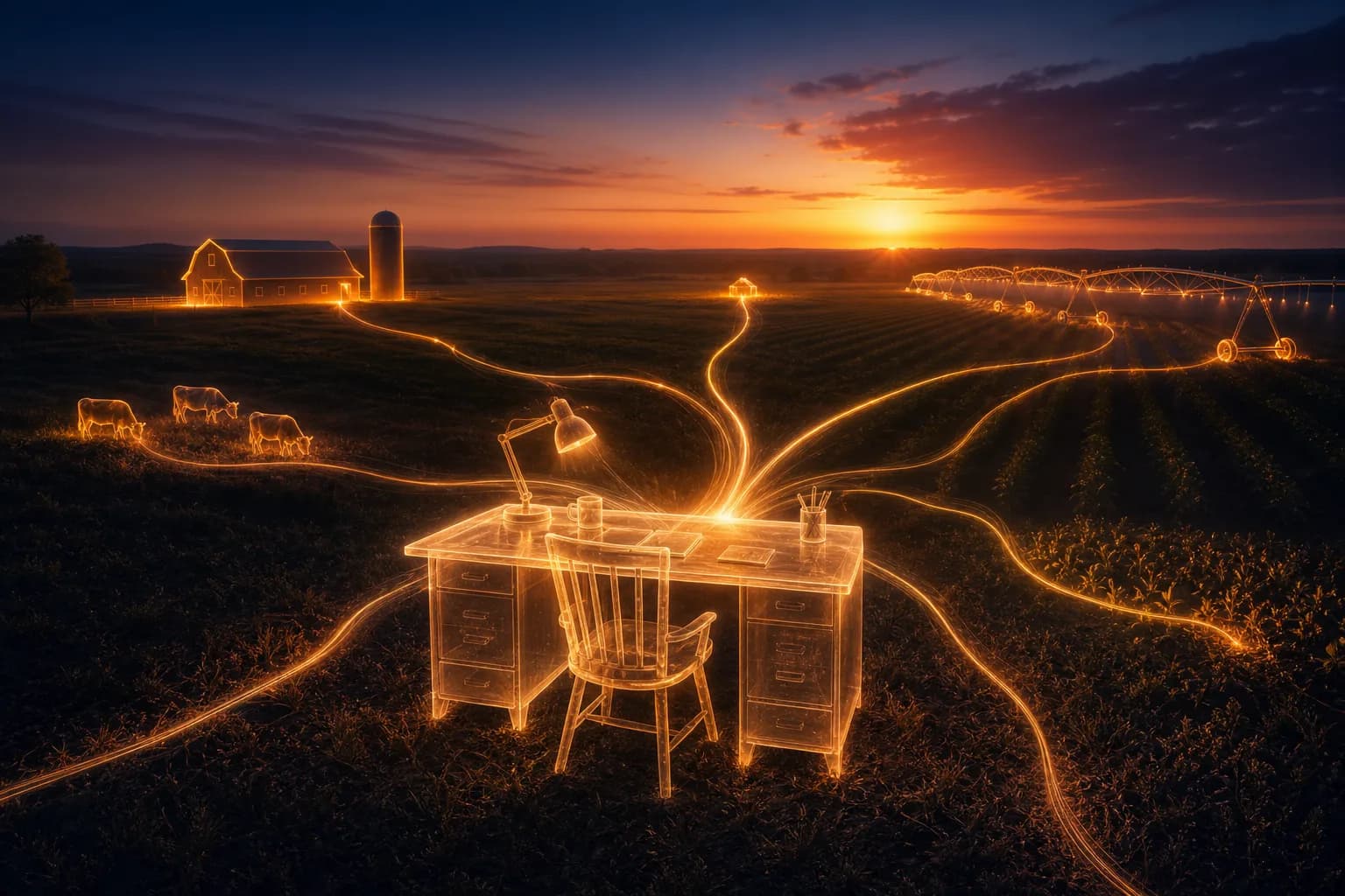 A calm financial center holding together the many working parts of a farm