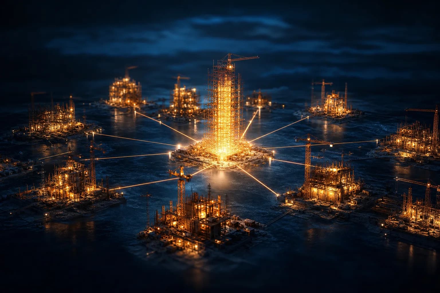 Several construction projects' pay applications rolling into one portfolio view