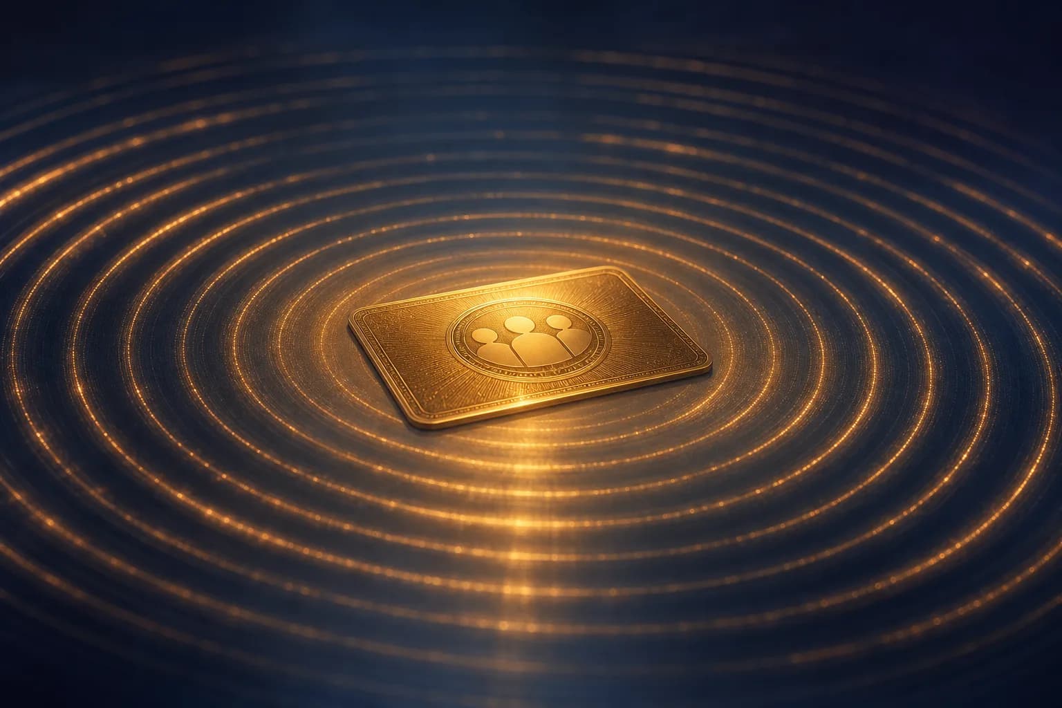 A single membership token at the center of concentric rings of light