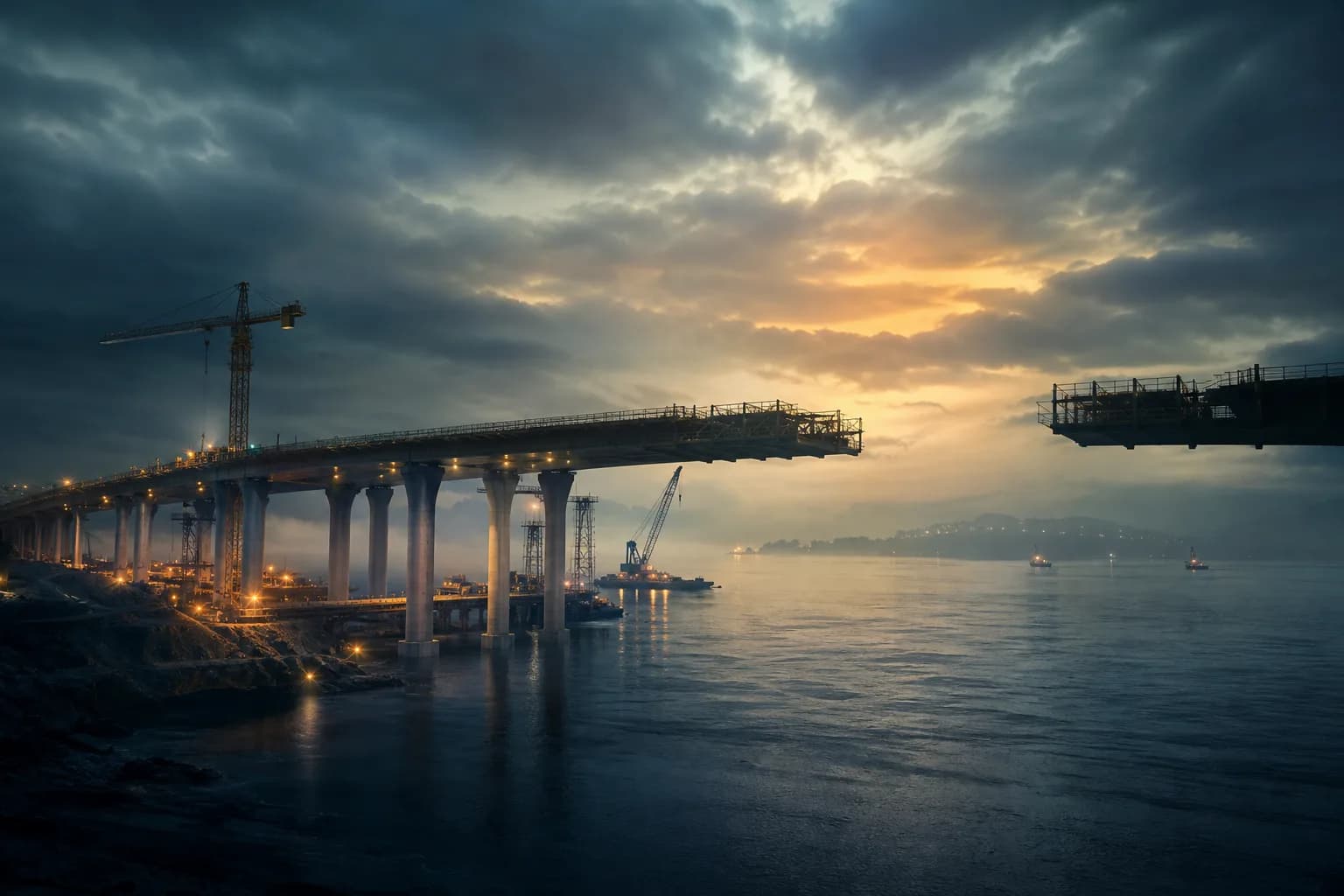 Un pont en construction dont les dernières travées manquent