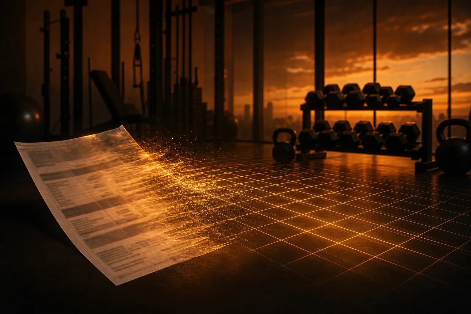 A gym bank statement resolving into organized rows of member and POS activity