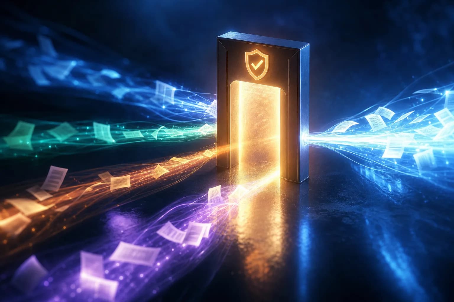 Several streams of light passing through the same checkpoint gate for a fair test