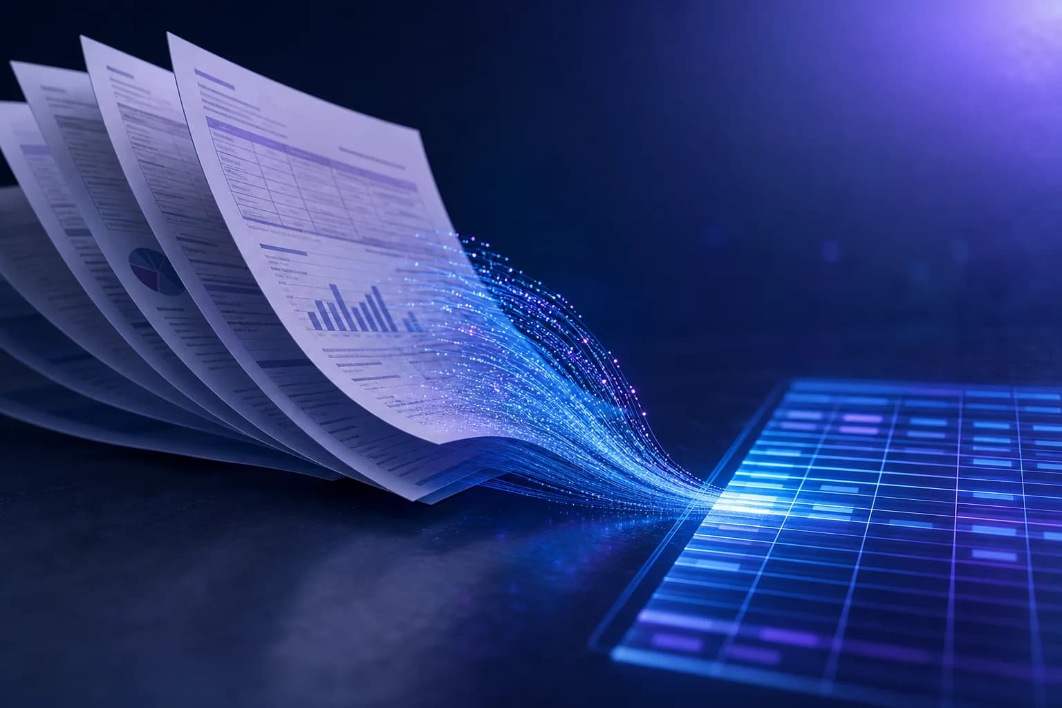 Accounting PDFs being lifted into clean structured spreadsheet data