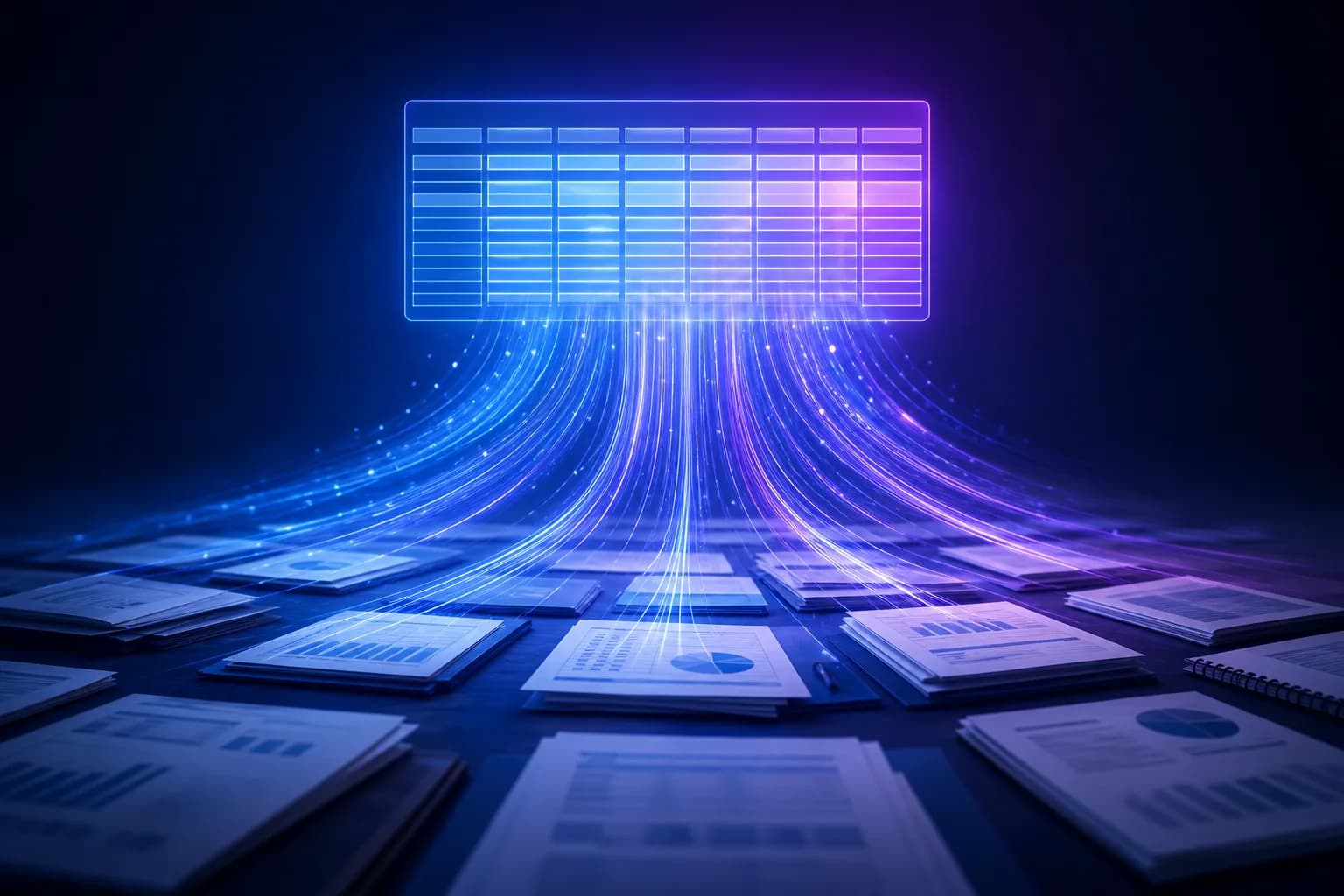 Business documents being lifted into clean structured spreadsheet data