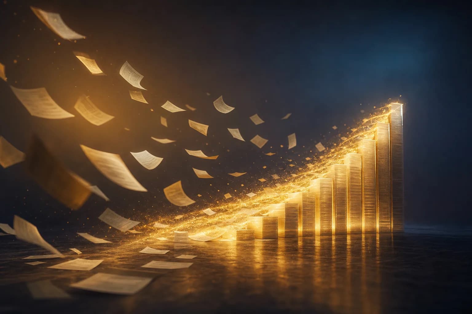 Fatture sparse che confluiscono in un contatore progressivo ordinato