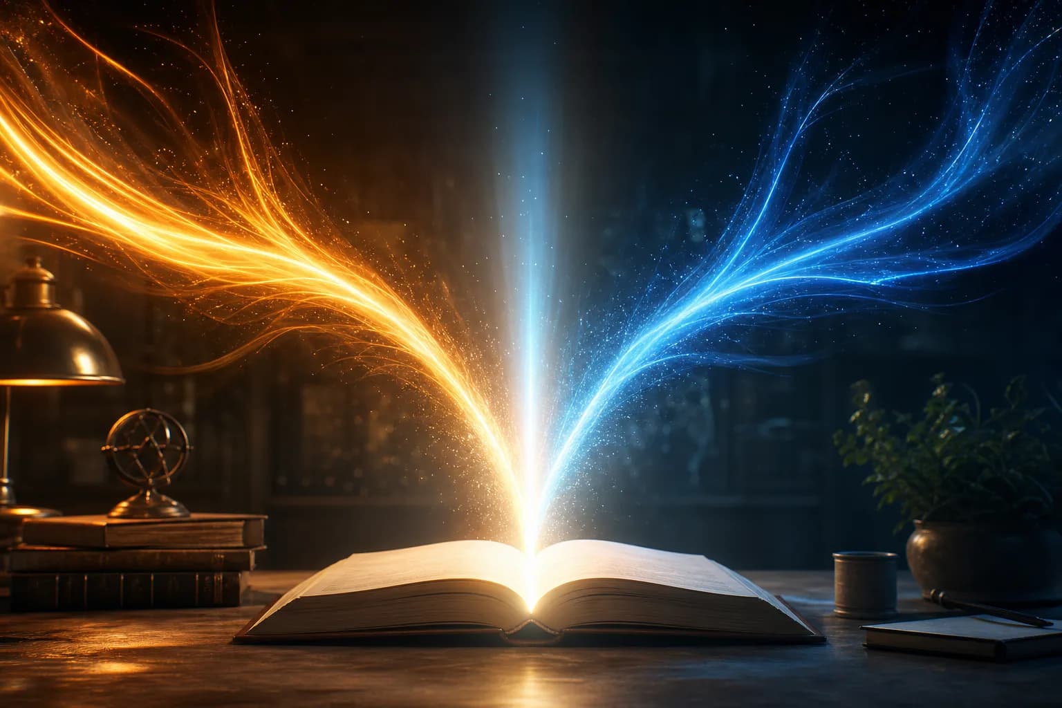 Due flussi di luce che si fondono in un unico raggio stabile