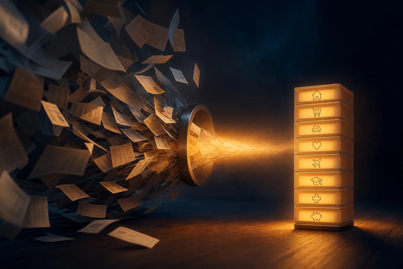 A year of business bank statements organised into Schedule C expense categories
