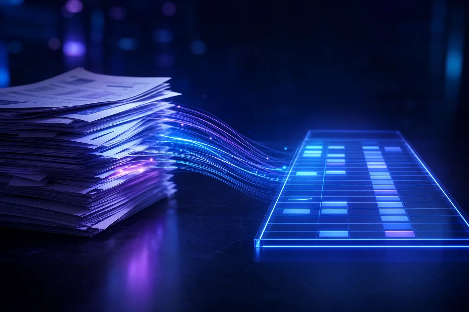Un software de extracto bancario convirtiendo un PDF en una tabla de Excel
