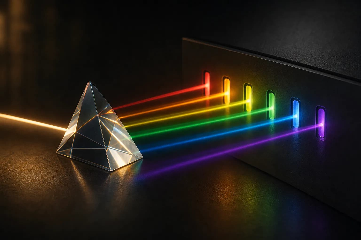 Ein Lichtstrahl, der sich in präzise Bänder aufteilt