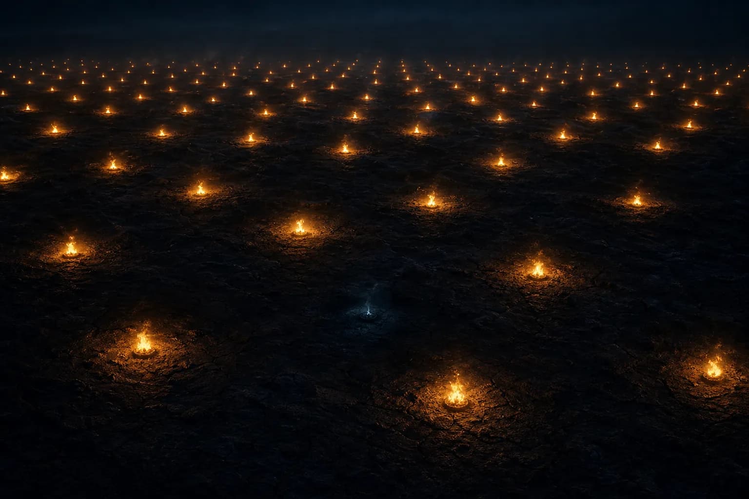 Many even lights with one visibly dimmer