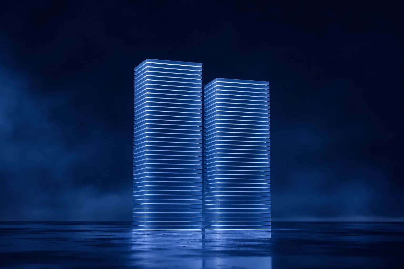 Two nearly identical stacks, one a plate taller