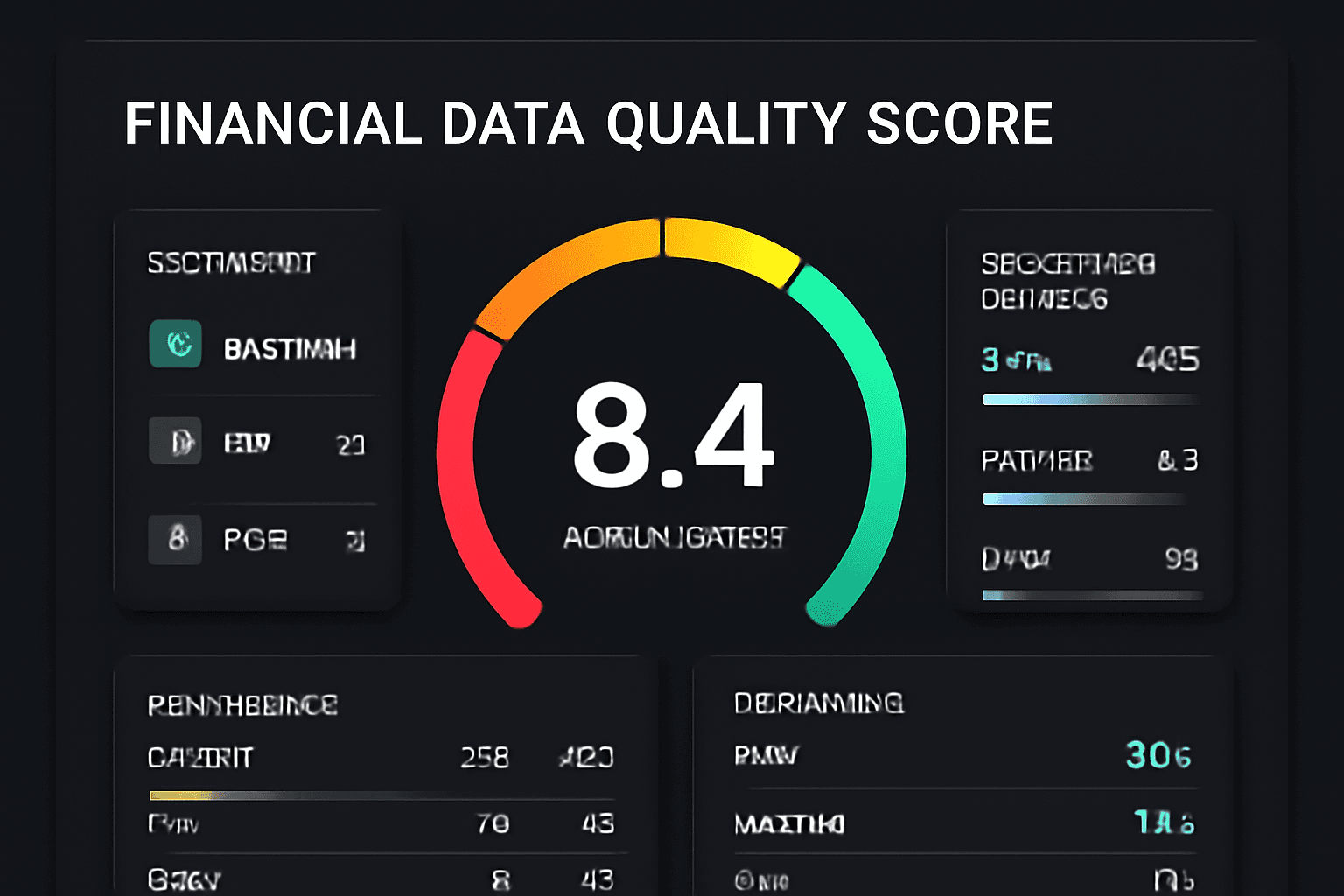 Financial Data Quality Score dashboard showing document ratings, validation results and confidence metrics