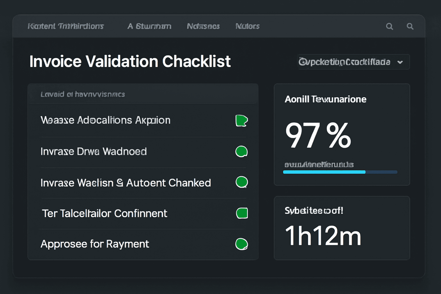 Professional invoice validation checklist displayed inside an AI-powered accounting dashboard