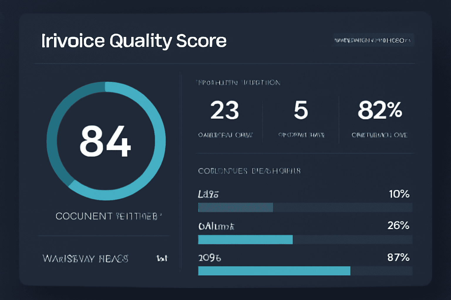 Invoice Quality Score dashboard displaying a document rating, validation metrics and confidence indicators