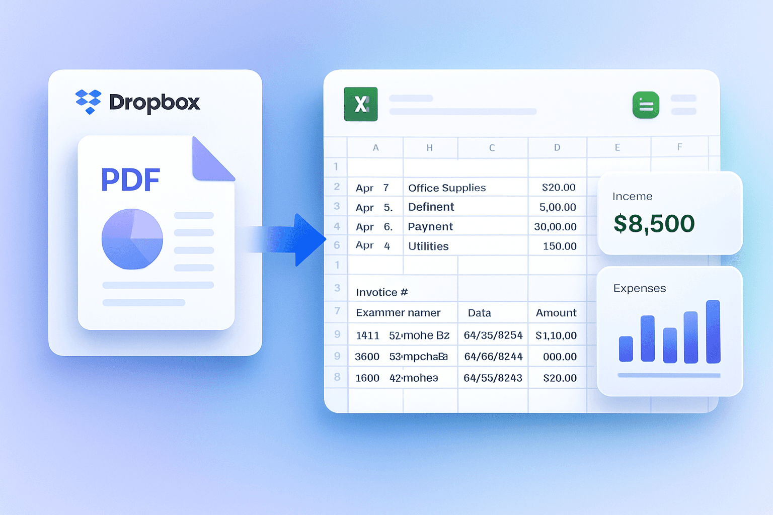 Dropbox PDF transforming into a clean Excel spreadsheet