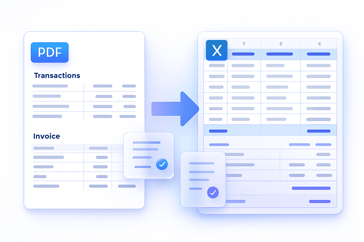 PDF in Google Drive transforming into a clean Excel spreadsheet.