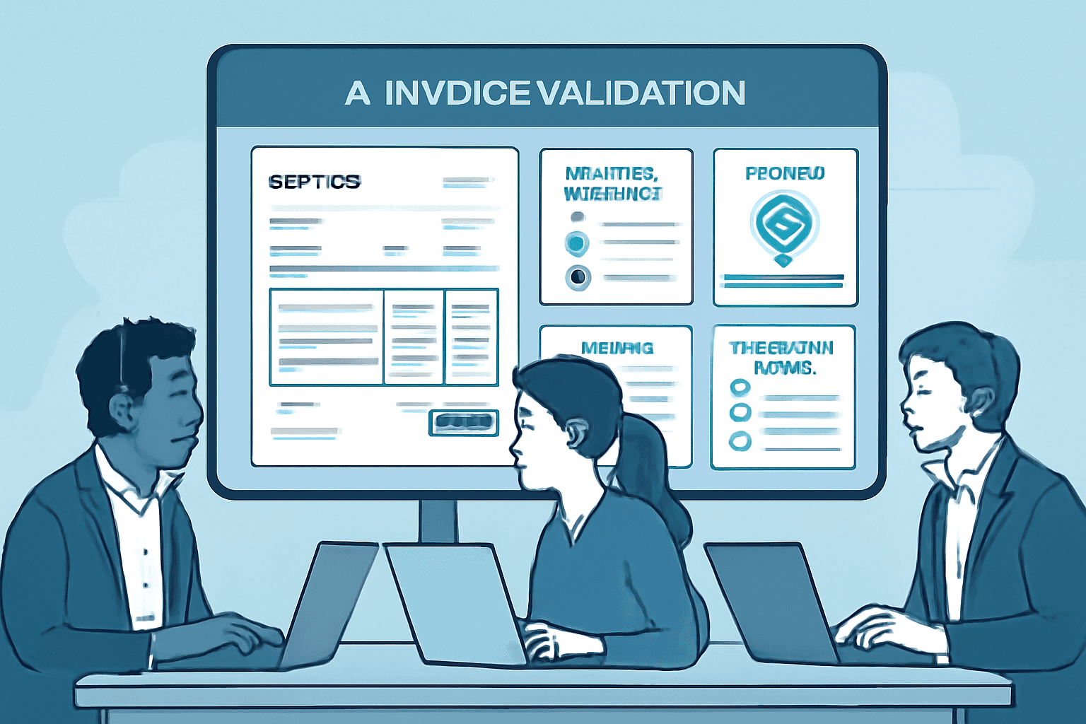 Accounts payable team using AI invoice validation platform with approval workflows and compliance indicators