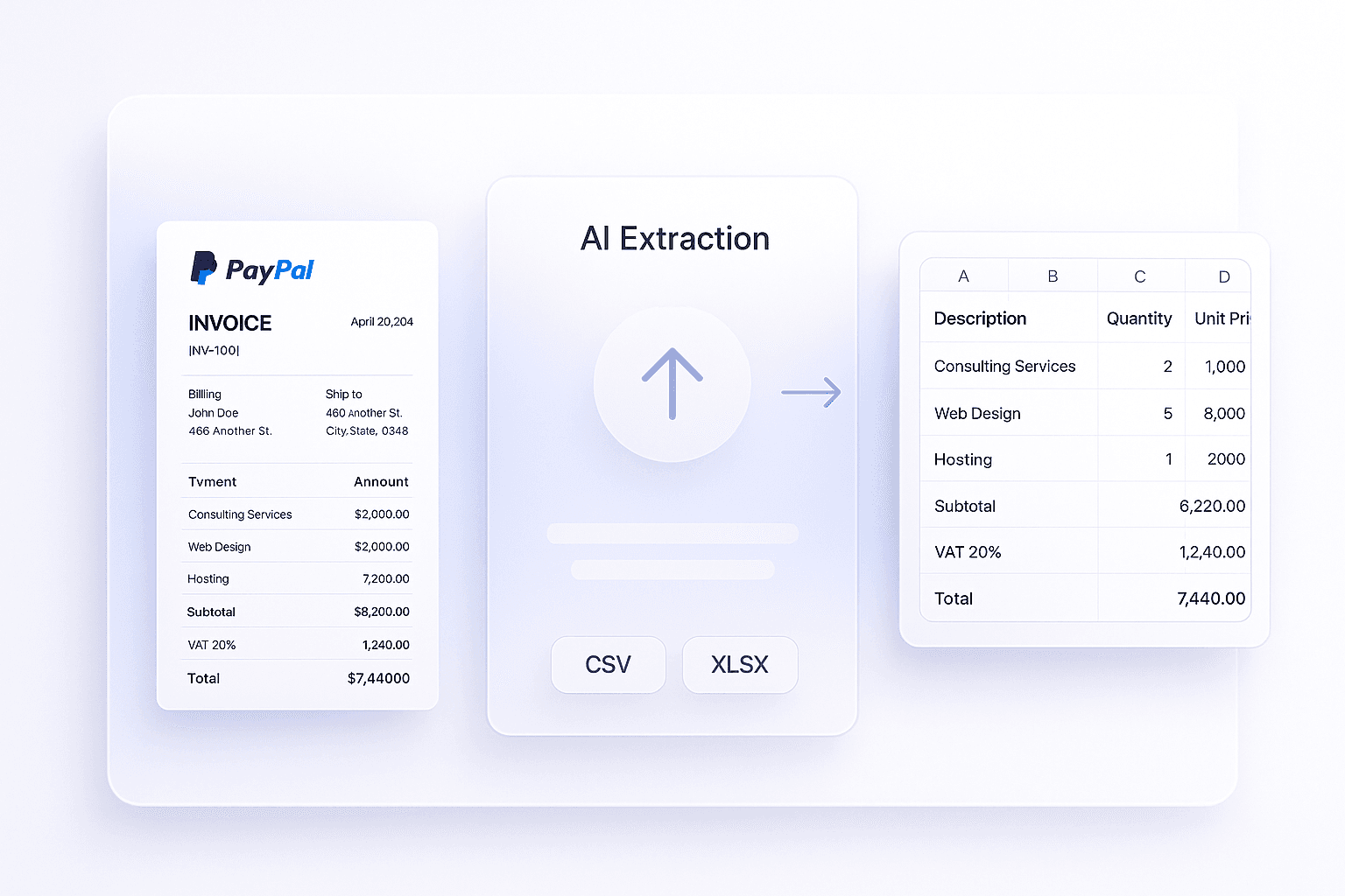 Stripe invoice parser — AI conversion from Stripe invoice PDF to Excel spreadsheet