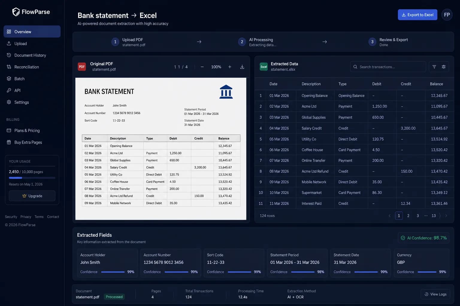 FlowParse AI as a DataSnipper alternative — invoice extraction, validation and Excel export