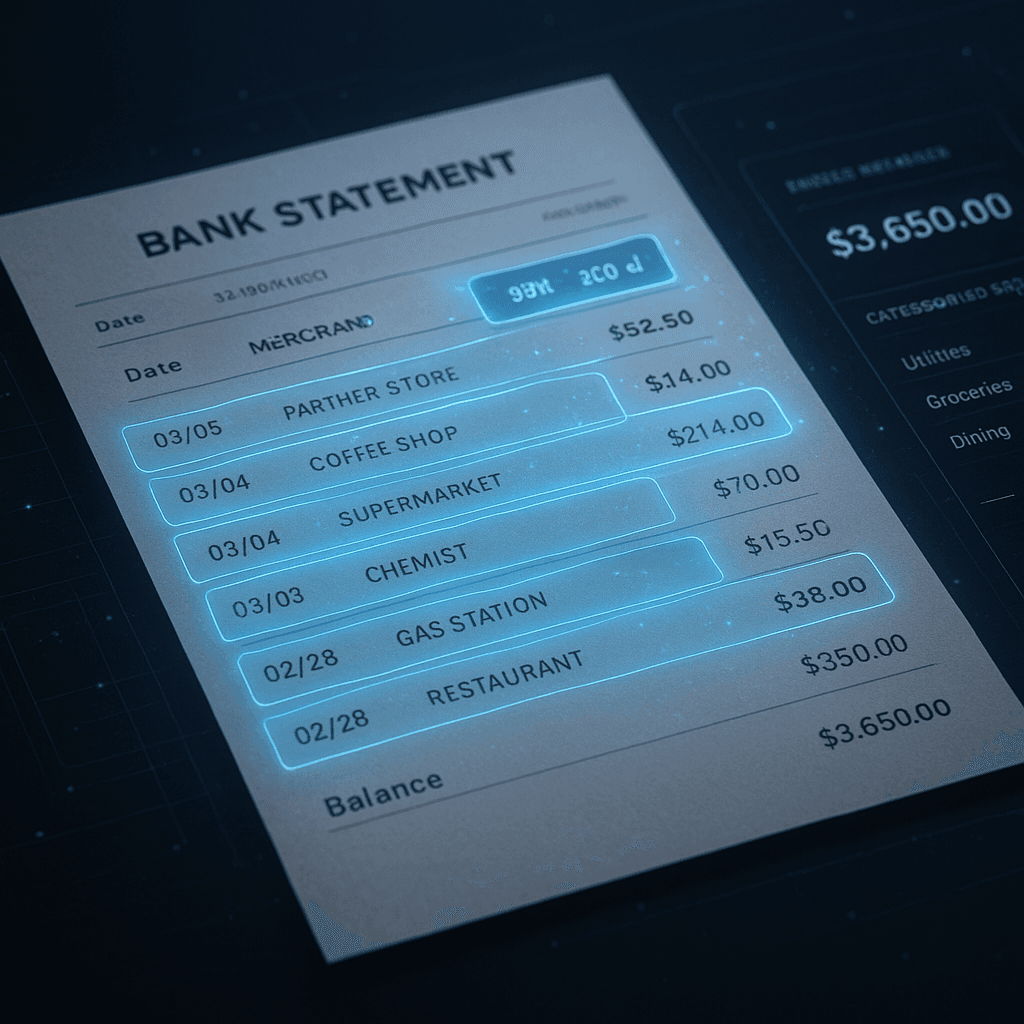 OCR processing bank statement transactions