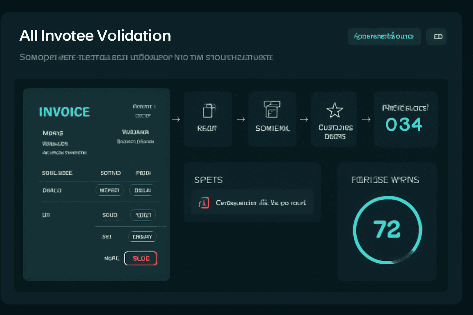 AI invoice validation workflow detecting invoice errors automatically with OCR, extraction, rules and scoring