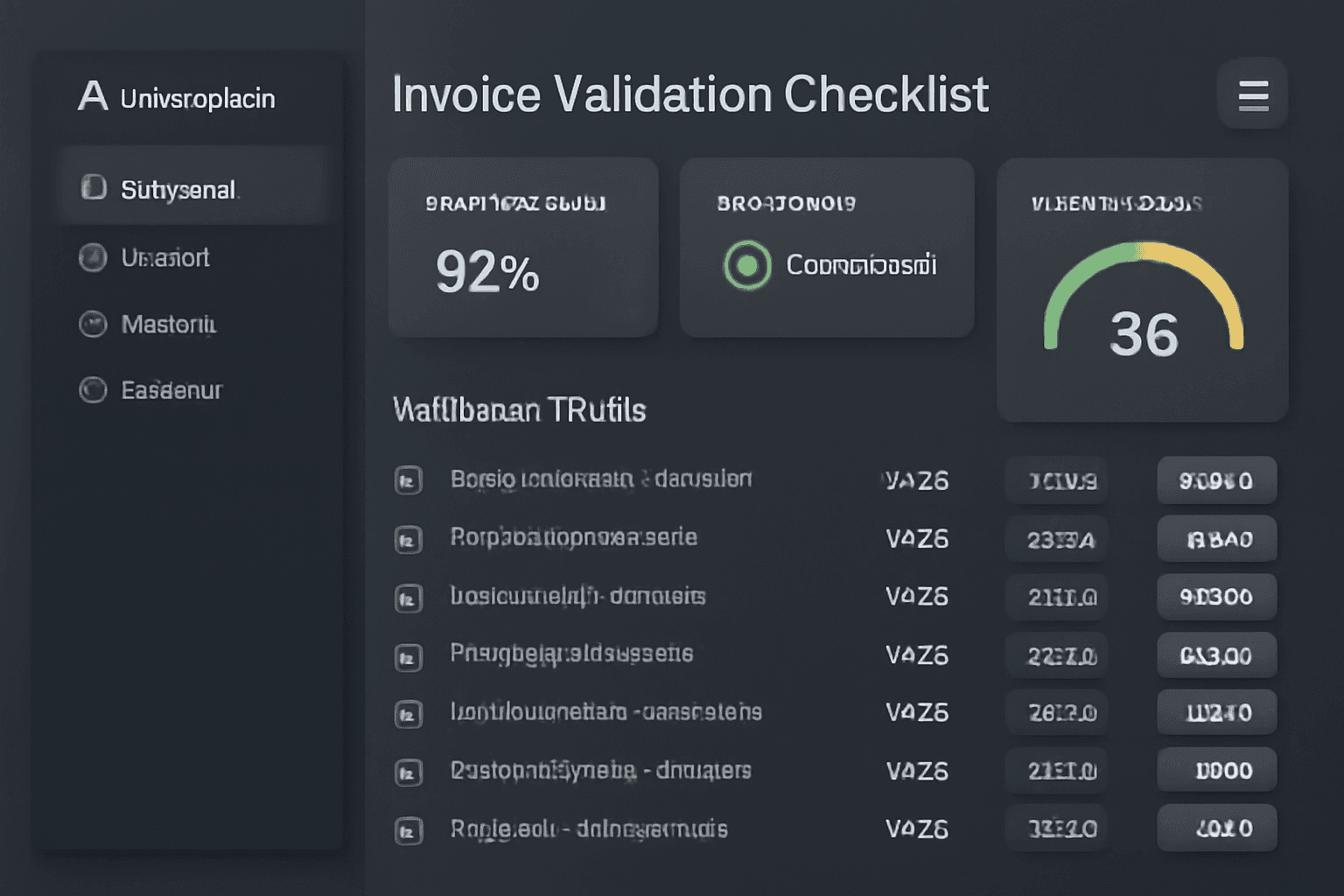 Professional invoice validation checklist integrated into an AI accounting dashboard