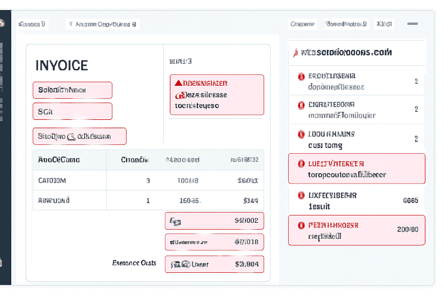 Invoice validation software identifying multiple invoice problems simultaneously