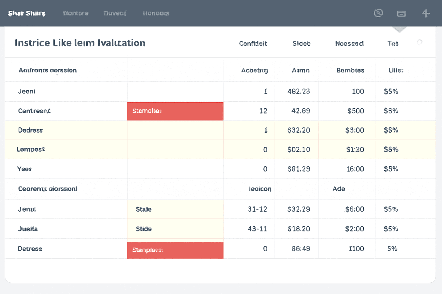 Invoice line item validation dashboard reviewing quantities, prices, discounts and VAT values
