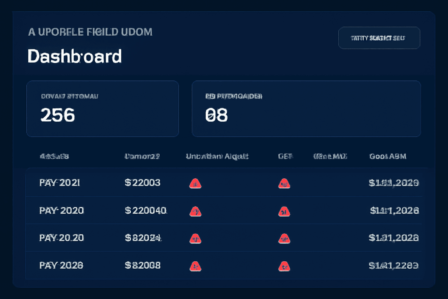 AI invoice validation dashboard detecting missing invoice fields with warning indicators